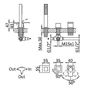 Смеситель для ванны Cezares PORTA-BVDM3-01 хром купить в интернет-магазине сантехники Sanbest