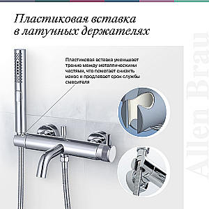 Смеситель для ванны Allen Brau Infinity 5.21007-BN никель брашированный купить в интернет-магазине сантехники Sanbest