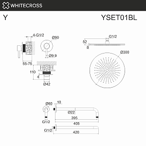 Душевая система WhiteCross Y YSET01BL черная купить в интернет-магазине сантехники Sanbest