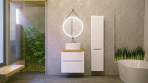 Тумба с раковиной Jorno Wood 60 белая для ванной в интернет-магазине Sanbest