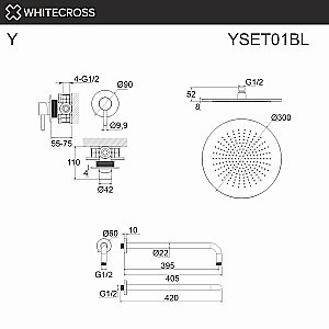 Душевая система WhiteCross Y YSET01BL черная матовая купить в интернет-магазине сантехники Sanbest