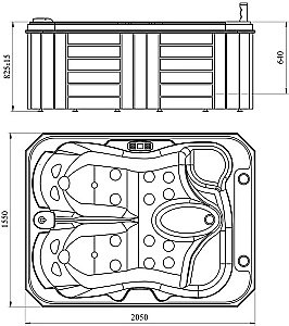 Минибассейн Радомир Мишель Silver 1-30-0-0-0-0511С 205х155 Серый мрамор купить в интернет-магазине Sanbest