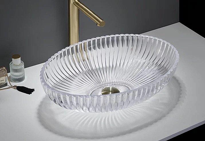 Раковина накладная CeramaLux GL 51 GL49 прозрачная купить в интернет-магазине Sanbest