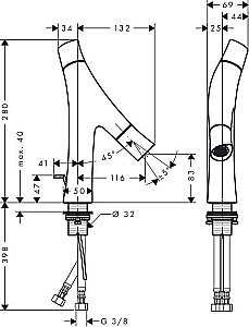 Смеситель для раковины Axor Starck Organic 12010000 купить в интернет-магазине сантехники Sanbest
