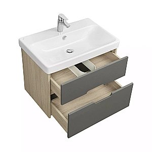 Тумба с раковиной Акватон Оливия 70 грей/дуб ойстер для ванной в интернет-магазине Sanbest