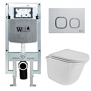 Унитаз с инсталляцией WeltWasser AMBERG 497 ST + TELBACH 004 GL-WT + AMBERG RD-MT CR купить в интернет-магазине Sanbest