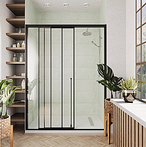 Душевая дверь Veconi Premium Prato 120 PR3 стекло прозрачное/профиль черный матовый купить в интернет-магазине Sanbest
