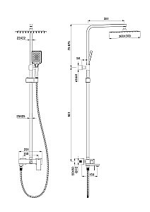 Душевая система WONZON & WOGHAND CUBE, Черный матовый (WW-88739016-MB) купить в интернет-магазине сантехники Sanbest