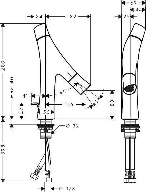 Смеситель для раковины Axor Starck Organic 12010000 купить в интернет-магазине сантехники Sanbest