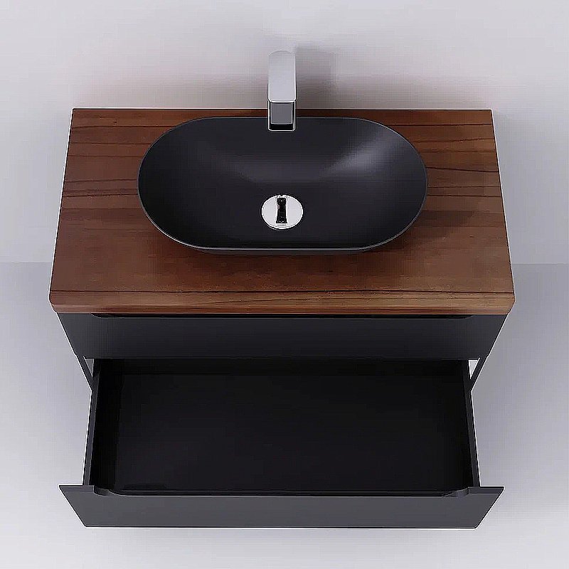 Тумба с раковиной Jorno Wood 100 серая для ванной в интернет-магазине Sanbest