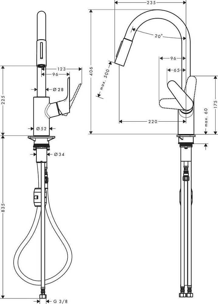 Смеситель для кухни Hansgrohe Focus 31815800 сталь купить в интернет-магазине сантехники Sanbest