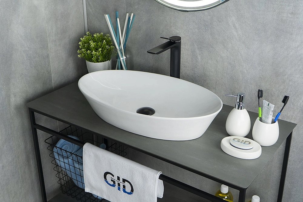 Раковина накладная Gid Lago 61 N9397 51141 белая купить в интернет-магазине Sanbest
