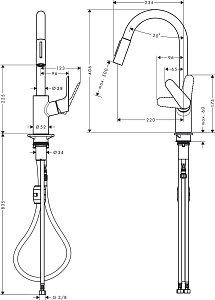 Смеситель для кухни Hansgrohe Focus 31815800 сталь купить в интернет-магазине сантехники Sanbest