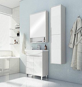 Тумба с раковиной Акватон Рико 65 белая глянцевая/ясень фабрик для ванной в интернет-магазине Sanbest