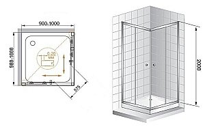 Душевой уголок Cezares Anima 100х100 ANIMA-A-2-100-C-Cr стекло прозрачное/профиль хром купить в интернет-магазине Sanbest