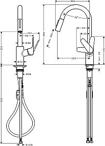 Смеситель для кухни Hansgrohe Focus 31815800 сталь купить в интернет-магазине сантехники Sanbest