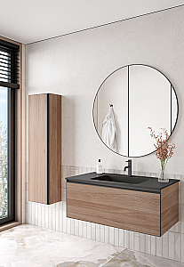 Тумба с раковиной Armadi Art QUATRO 1 100 WILLOW/профиль ANTHRACITE/раковина ANTHRACITE для ванной в интернет-магазине Sanbest