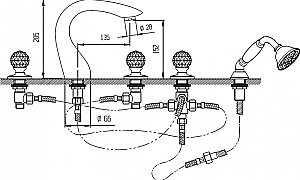 Смеситель для ванны Cezares ATLANTIS-BVD-02-Sw бронза/ручки Swarovski купить в интернет-магазине сантехники Sanbest