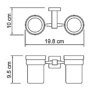 Подстаканник двойной со стаканами WasserKRAFT Lippe K-6528D купить в интернет-магазине сантехники Sanbest