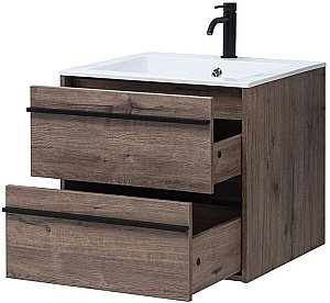 Тумба с раковиной Aquanet Lino 60 Дуб Веллингтон для ванной в интернет-магазине Sanbest