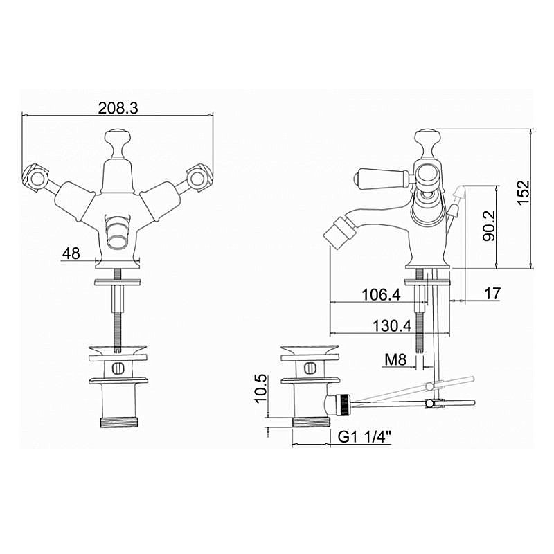 Смеситель для биде Burlington KE13-QT BLA купить в интернет-магазине сантехники Sanbest