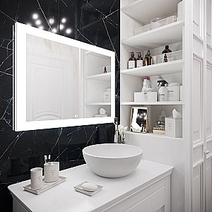 Зеркало с подсветкой Art&Max Soli AM-Sol-1200-700-DS-F-H 120x70 в ванную от интернет-магазине сантехники Sanbest