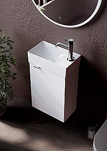 Тумба с раковиной Sancos Mini  MN35W белый глянец для ванной в интернет-магазине Sanbest