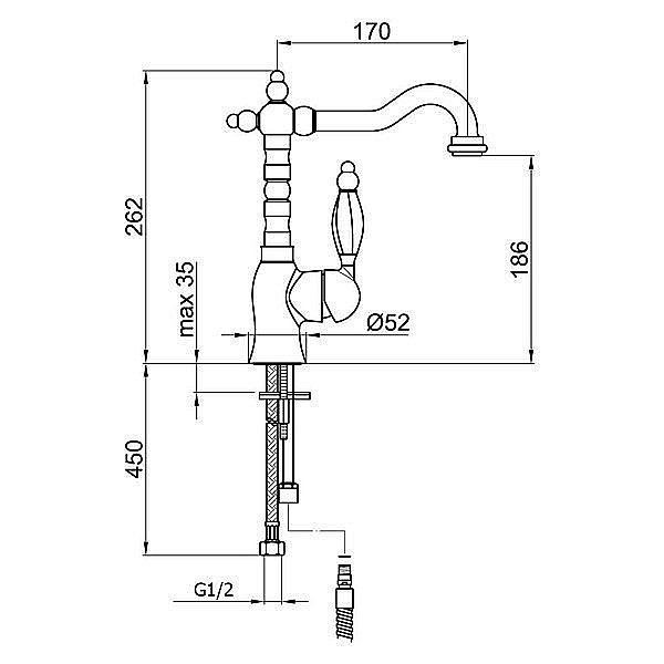 Смеситель для раковины Webert Alexandra AL831802065 купить в интернет-магазине сантехники Sanbest