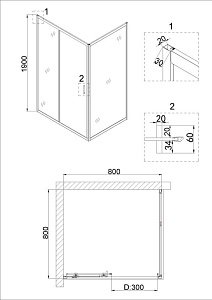 Душевой уголок Niagara Nova NG-82-8AB-A80B 80x80 купить в интернет-магазине Sanbest