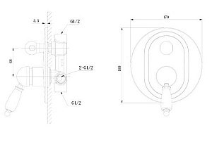 Смеситель для душа Caprigo Fonte 12-551-crm хром купить в интернет-магазине сантехники Sanbest