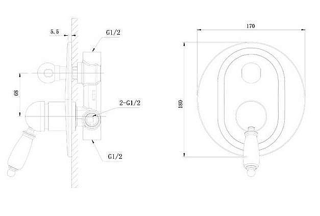 Смеситель для душа Caprigo Fonte 12-551-crm хром купить в интернет-магазине сантехники Sanbest