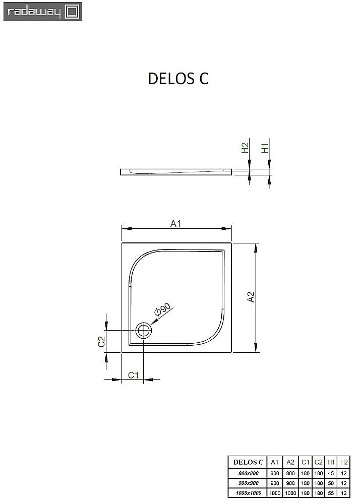 Душевой поддон Radaway Delos C SDC0909-01 90х90 белый купить в интернет-магазине Sanbest