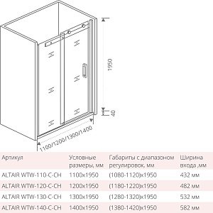 Душевая дверь Good door ALTAIR WTW-130-C-CH купить в интернет-магазине Sanbest