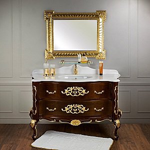 Тумба с раковиной Migliore Virginia 139 темный орех для ванной в интернет-магазине Sanbest