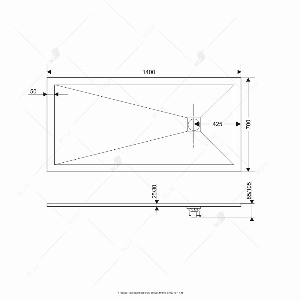 Душевой поддон RGW ST-W Stone Tray 70x140 купить в интернет-магазине Sanbest