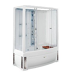 Душевой бокс Радомир Элис 168х85 без крыши, стекло прозрачное/профиль белый купить в интернет-магазине Sanbest