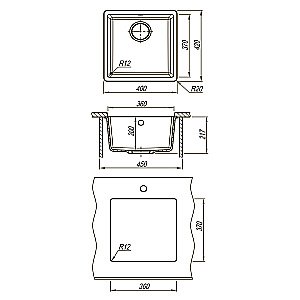 Кухонная мойка Lemark Sinara 400-U 9910061 антрацит купить в интернет-магазине сантехники Sanbest