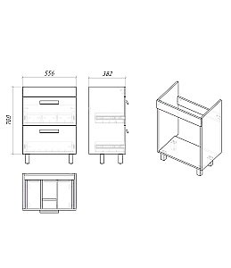 Тумба с раковиной Grossman НЕО-60 с ящиками белая для ванной в интернет-магазине Sanbest