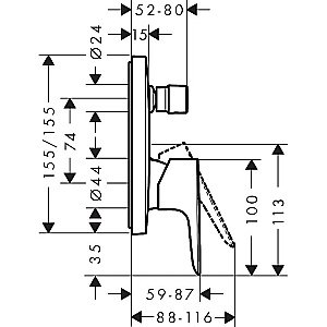 Смеситель для душа Hansgrohe Talis E 71474990 полированное золото купить в интернет-магазине сантехники Sanbest
