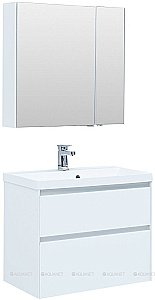 Тумба с раковиной Aquanet Гласс 238361 80 белый для ванной в интернет-магазине Sanbest