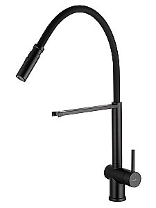 Смеситель для кухни с гибким изливом WONZON & WOGHAND, Черный матовый (WW-88438003-MB) купить в интернет-магазине сантехники Sanbest