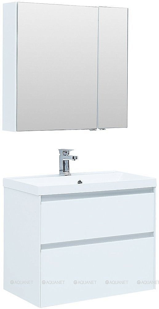 Тумба с раковиной Aquanet Гласс 238361 80 белый для ванной в интернет-магазине Sanbest