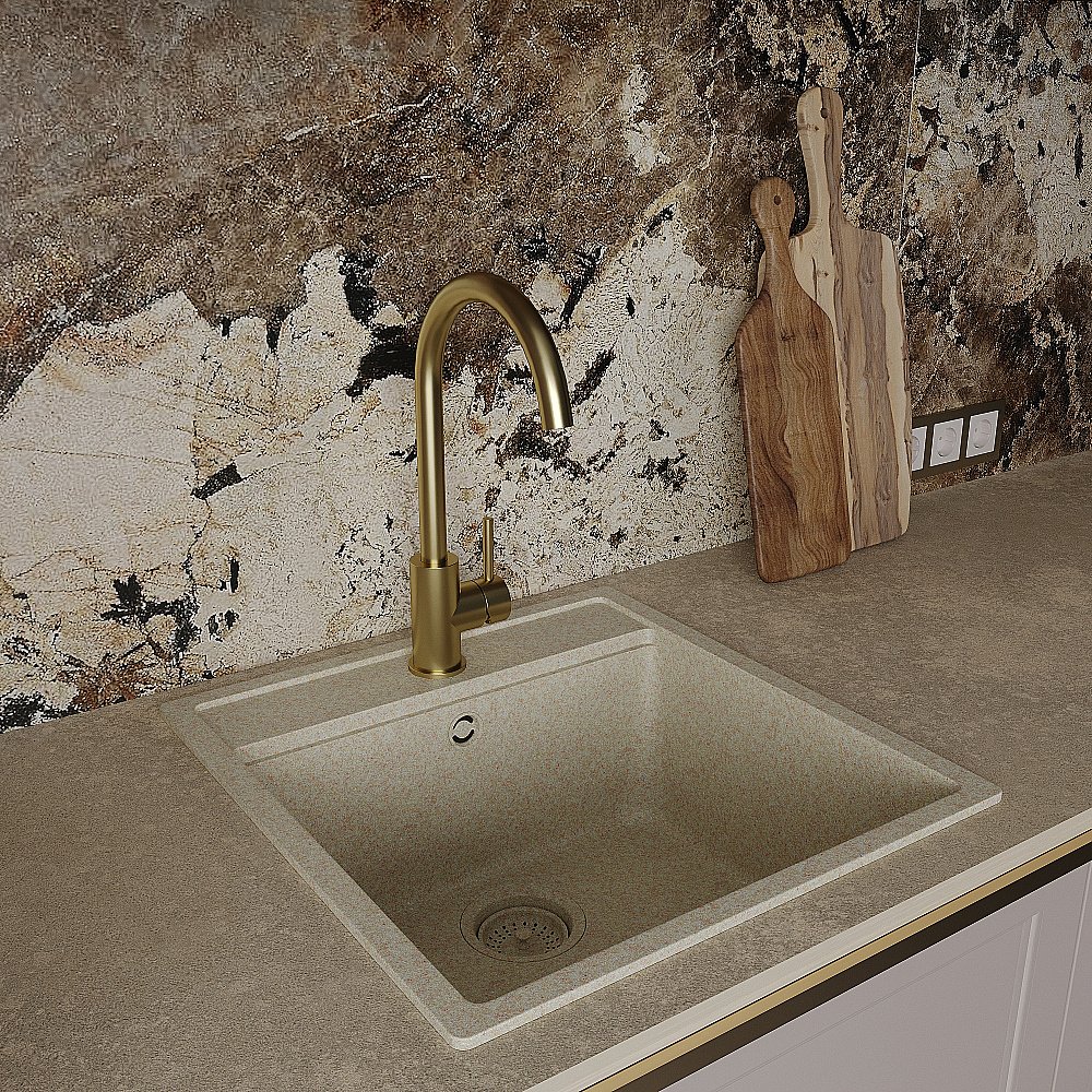 Смеситель для кухни Oliveeka KS OL-963002-BG золото матовое купить в интернет-магазине сантехники Sanbest