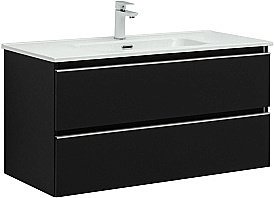 Тумба с раковиной Aquanet Вега 100 черная матовая для ванной в интернет-магазине Sanbest