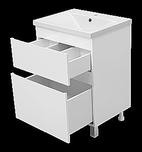 Тумба с раковиной Misty Лаки - 60 П-Лак-01060-0112Я белая для ванной в интернет-магазине Sanbest