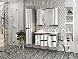 Пенал подвесной Misty Balaton 35 BAL-05035-48-2 белый/серый для ванной в интернет-магазине сантехники Sanbest