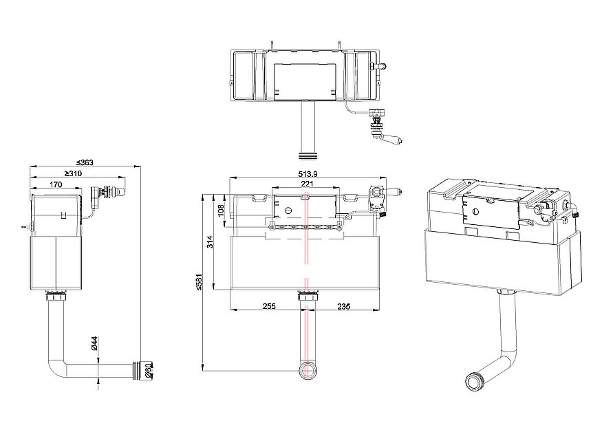 Бачок скрытого монтажа Burlington F6CC купить в интернет-магазине сантехники Sanbest