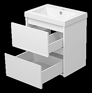 Тумба с раковиной Misty Алиса - 50 Э-Али01050-011П2Я белая для ванной в интернет-магазине Sanbest