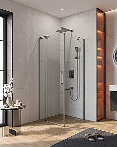 Душевой уголок Cezares Slider 70х90 SLIDER-AH-1-90-70/80-C-GM профиль оружейная сталь/стекло прозрачное купить в интернет-магазине Sanbest