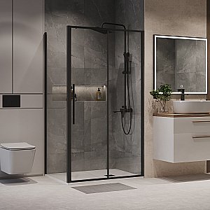 Душевой уголок Niagara Nova NG-84-14AB/NG-A80B-34 140х80 стекло прозрачное/профиль черный матовый купить в интернет-магазине Sanbest